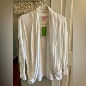 Lilly Pulitzer Women’s White Leslie Open Drapey Cardigan Pockets NWT - size XS